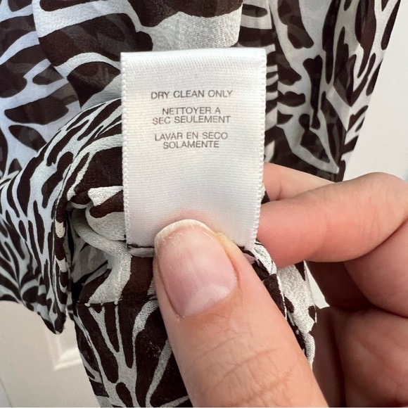Micheal Micheal Kors Long Sleeve Blouse Sheer Zebra Print Size Small Silk - Picture 6 of 9